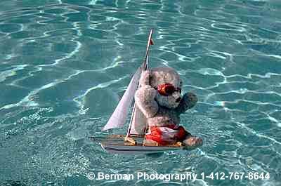 Teddy Bear on his yacht. 